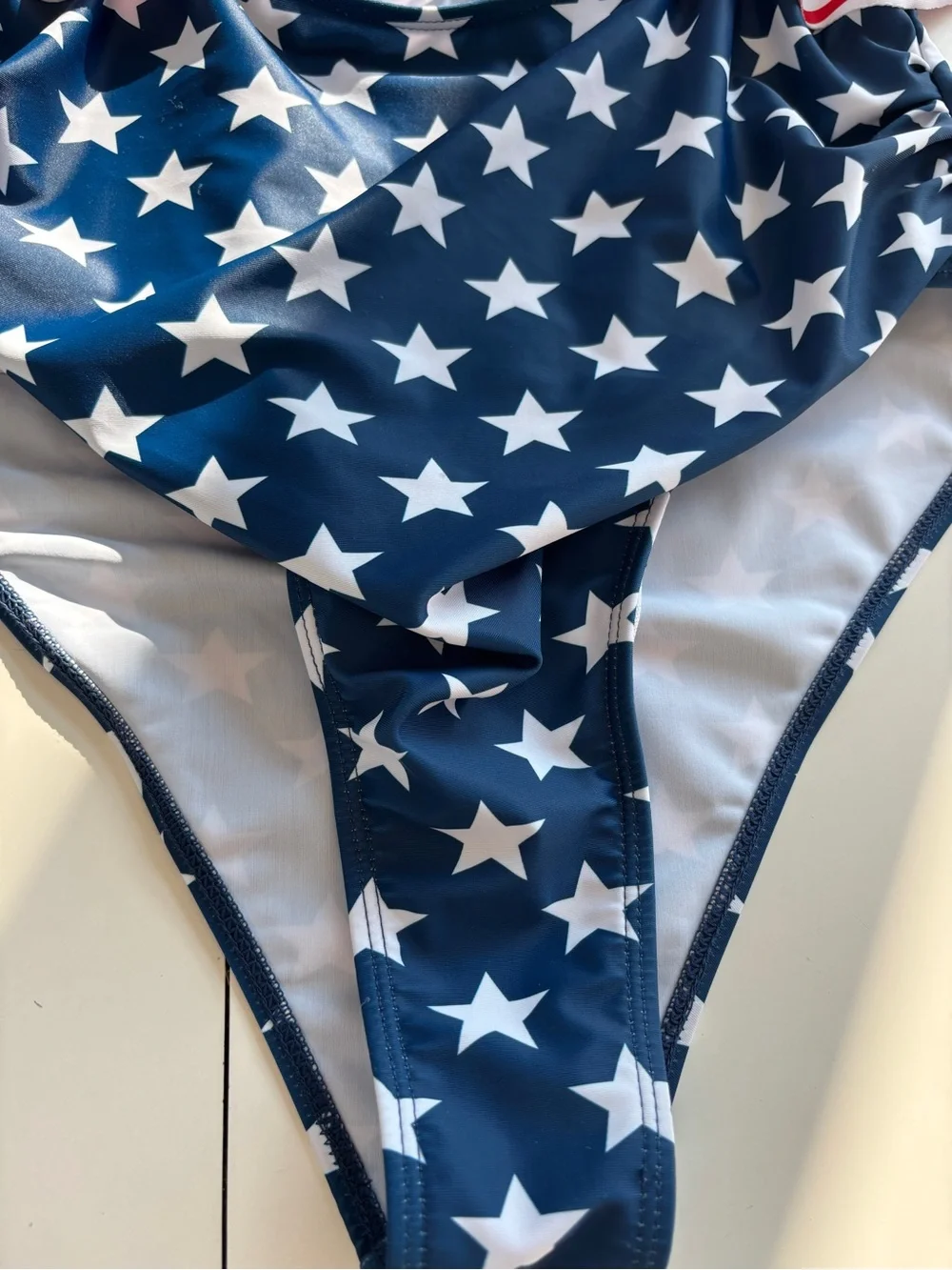 Women’s large Red Stripe & Navy Star one Piece Swim suit